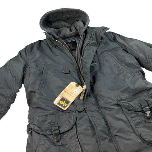 Alpha Industries Lady Cobbs Parka Womens Size L Insulated Jacket Gun Metal NWT - Picture 2 of 14